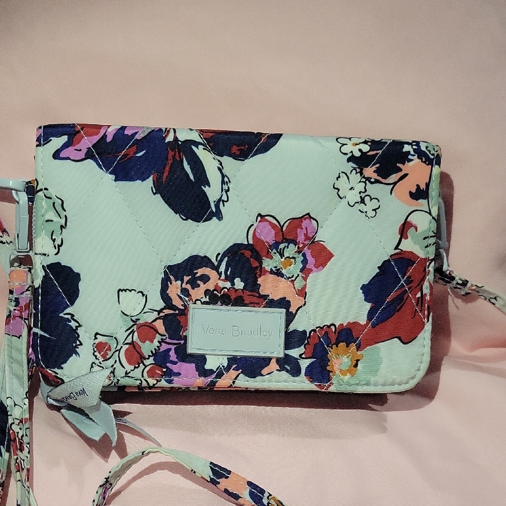 Vera Bradley Mint Floral Crossbody Wallet